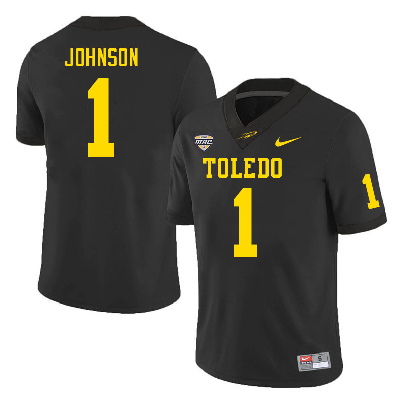 Toledo Rockets #1 Desjuan Johnson College Football Jerseys Stitched Sale-Black